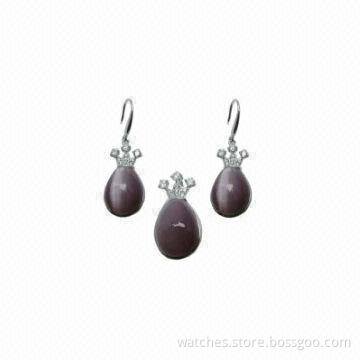 2014 Fashion Silver Stone Pendant/Earring, OEM/ODM Welcomed, Fine Personalized Jewelry for Women